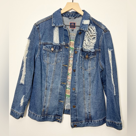 Gorgeous Boho jacket Floral Design Jean Jacket Vintage women’s medium - Picture 5 of 16